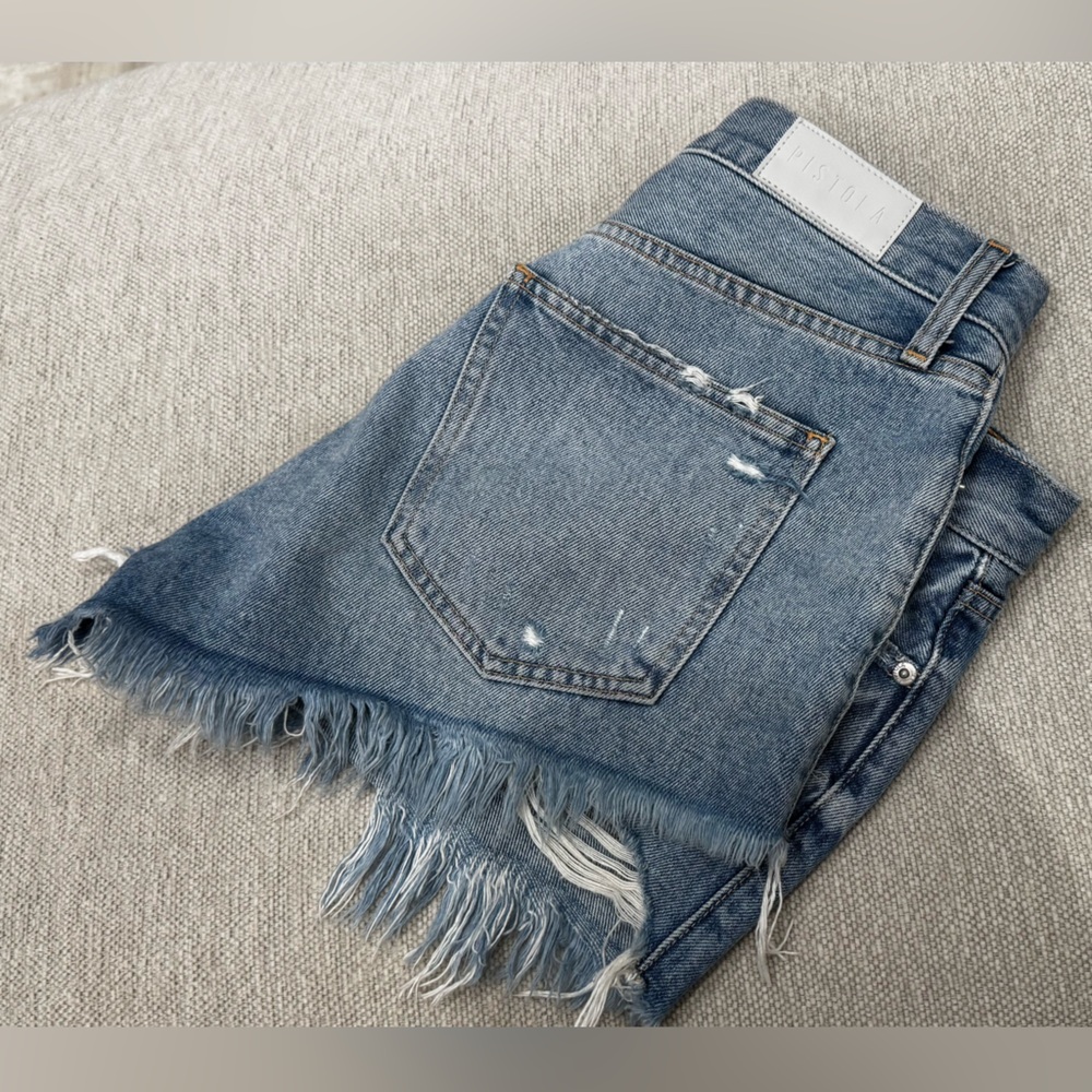pistola Light Blue Distressed Denim Cutoff Shorts